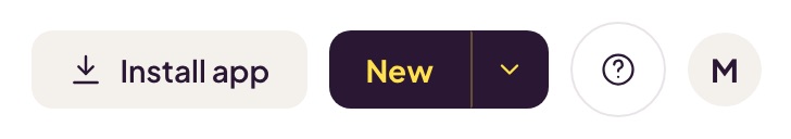 The top of the Miracue library: an Install app button beside the New button, the help button and the account button.